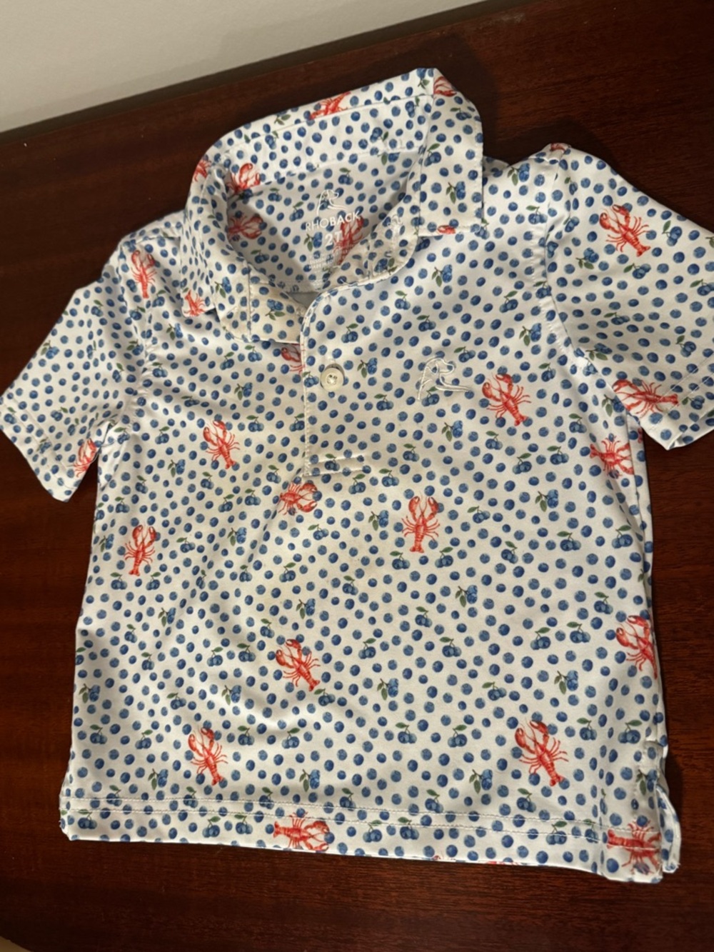 Blue & White Lobster Dot Polo Shirt - Kids